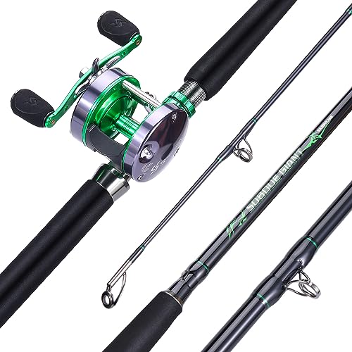 Sougayilang Catfish & Saltwater Surf Combo – 2-Piece Medium Heavy Casting Rod with Conventional Reel, 6+1 Bearings, Aluminum Uplock Seat for Catfish, Salmon, Striper, Bluefish(7'/7'6''/8') - color: A-7'6''-500 left hand