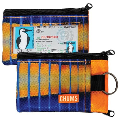 Chums Surfshorts Wallet - Lightweight Slim Wallet with RFID Blocking Card & Clear ID Window - Zippered, Water Resistant w/Key Ring - color: Marlin