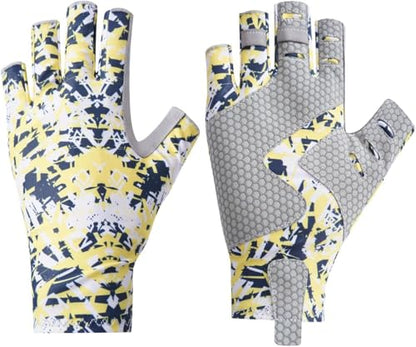 Sun Gloves UPF 50+ Fishing Gloves, Fingerless Sun Protection UV Protection Fishing Gloves Men/Women for Kayaking, Hiking, - color: Grey, size: Medium