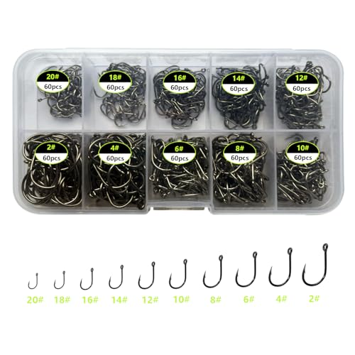 1000pcs 600pcs 300pcs Small Fish Hooks for Freshwater, 10 Specifications of Trout Fishing Hook Set - style: 600pcs