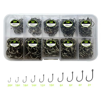 1000pcs 600pcs 300pcs Small Fish Hooks for Freshwater, 10 Specifications of Trout Fishing Hook Set - style: 600pcs