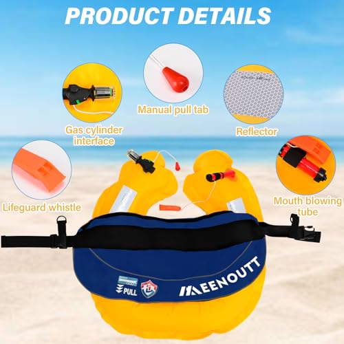 Automatic Inflatable Belt Pack Water Sports Jacket Waist Belt PFD for SUP Paddleboarding Fishing Boating Kayaking（fit 80-330 lbs） (Blue) - color: Blue