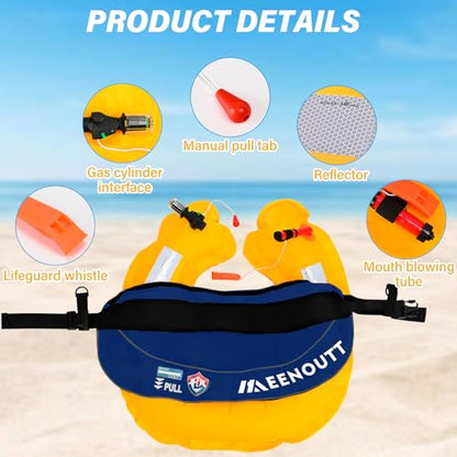 Automatic Inflatable Belt Pack Water Sports Jacket Waist Belt PFD for SUP Paddleboarding Fishing Boating Kayaking（fit 80-330 lbs） (Blue) - color: Blue