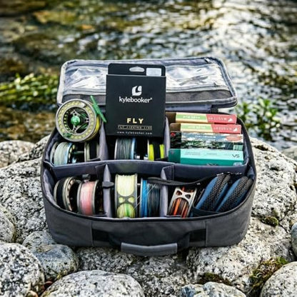 Kylebooker Fishing Reel Case – Travel Storage Bag with Adjustable Compartments for Fly Reels, Spinning Reels, Baitcasting Reel & Fishing Gear - color: Grey