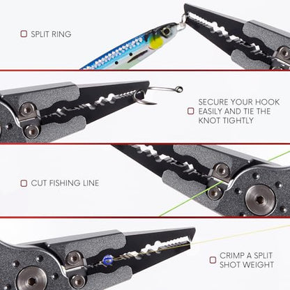 Fishing Pliers with Safety Lock, Aluminum Alloy 8" Fishing Plyers with Hook Remover, Fishing Pliers for Saltwater Freshwater Ice, Fishing Gear Stuff for Men