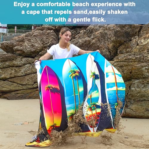 Catalonia Hooded Towel for Adults, Quick-Dry Beach Poncho with Hood, Sand-Free Summer Gift - color: Surfboard