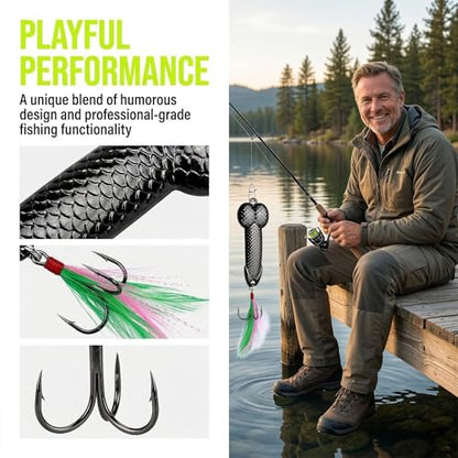 Gag Fishing Lures Set Metal Luminous Sequin Spoons Funny Top Water Bass Fishing Lures Fishermen Gear Spinner Baits Freshwater Saltwater Equipment Fishing Hook for Fishing Lover Men - color: Black