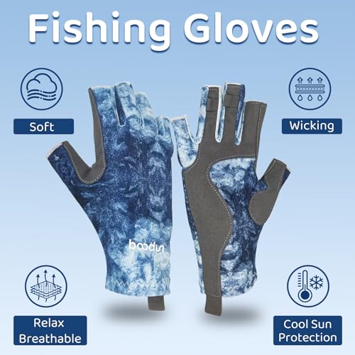 Half Finger Fishing Gloves for Men & Women - Non-Slip, Breathable, Sun Protection for Outdoor, Kayaking, Rowing, Fishing, Boating - size: X-Large