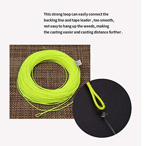 100FT WF3F WF5F WF8 Fly Fishing Line Combo Weight Forward Fly Line with Braided Backing Tapered Leader Preload Fly Line with Welded Loop - color: Fluo Yellow, size: WF 8F Fly Line Combo