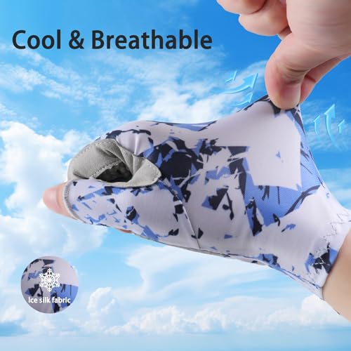 Fishing Gloves UPF50+ Sun Gloves, UV Protection Fingerless Gloves Men Women for Fishing, Kayaking, Rowing, Paddling, Canoeing, Hunting