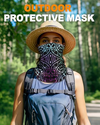 4Pack Neck Gaiter for Men Women Face Cover Mask Head Wrap Balaclava Headwear Bandana Headband Magic Scarf - color: A-bohemian-3