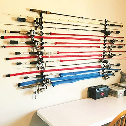Pmsanzay Horizontal Rod Rack for Fishing Rod Wall Rack Storage Fishing Rod Holder - Hold 4 Fishing Rods - Space Saving - Easy to Install - Hardware Included - No Fishing Rod