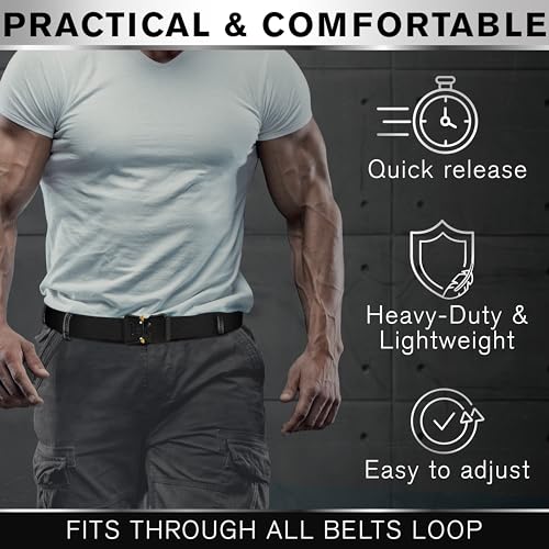 TECEUM Tactical Belt – Heavy-Duty & Quick Release – Military, Work, Rigger, Duty & Utility Belt for Men - color: Buckle 1 - Black, style: Xx-large-for Waist 50"-54" (Length 61")