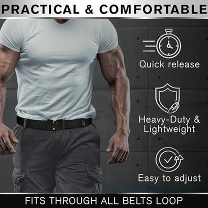 TECEUM Tactical Belt – Heavy-Duty & Quick Release – Military, Work, Rigger, Duty & Utility Belt for Men - color: Buckle 1 - Black, style: Xx-large-for Waist 50"-54" (Length 61")