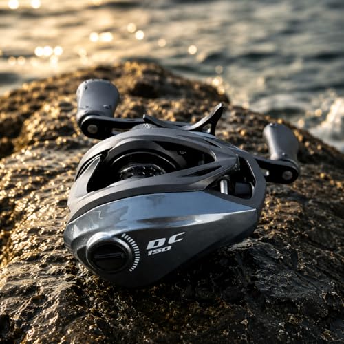 DC Baitcasting Reel, Digital Control Anti-Backlash, 7. 1:1 Gear Ratio, 6+1 Bearings, Ultralight for Bass Freshwater - color: Right Handed