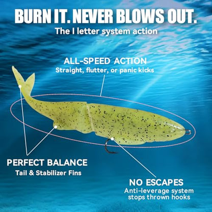 Soft Glide Bait for Bass Fishing, Pre-Rigged Swimbait Fishing Lures for Freshwater, Bait-Sized Jointless Soft Bait Slow Sinking Silicone Swim Bait, Big Bass Lures & Musky Lures(3-Pack) - size: 170mm