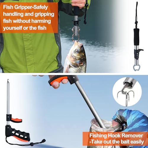 SPEEDWOX Fishing Pliers Hook Remover - Saltwater Gear With Line Cutter, Crimping Tool, Clippers, Pistol Grip Split Ring - style: 7PCS