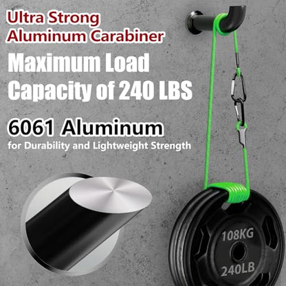 sprookber 4" & 5" Extra Large Aluminum Carabiner D Ring, Caribeener Clips, Spring Snap Hook for Keychain Clip, Set of 4 - color: black-4", size: 4 inch