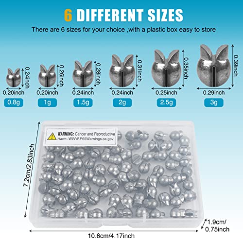 100pcs Split Shot Fishing Weights Removable Round Fishing Weights Sinkers Clip On Split Shot Weights Fly Fishing Line Sinkers for Freshwater Saltwater - size: 100pcs-2.5g