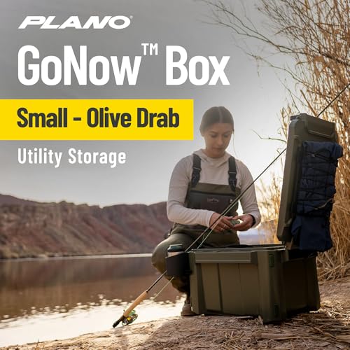 Plano GoNow Field Box, Waterproof Fishing Gear Storage, Outdoor Utility Container with Tray & Dividers for Tackle, Tools & Boat Use, Small, Olive Drab - color: Olive Drab - SM, style: Utility Box