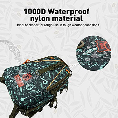 KINGDOM Fishing Tackle Storage Bag With Fishing lure Box, Water-Resistant Fishing Backpack with Rod Holder, Fishing Gear Bag - color: Blue