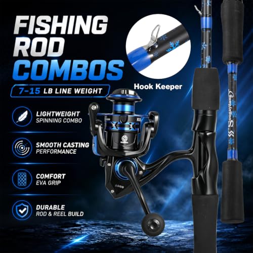 Sougayilang Fishing Rod Reel Combos,Two Pieces Fiberglass Durable and Strong Spinning Pole with Smooth Reel Available for Freshwater Catching Bass, Trout, Catfish - style: With Sl10 Reel