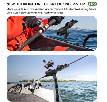 HITORHIKE Fishing Rod Holder Universal Fit Kit Allows for 360-degree Adjustment Kayak Fishing Boat Powerlock Rod Holder - style: Fishing Rod Holder X2+track Mount X2
