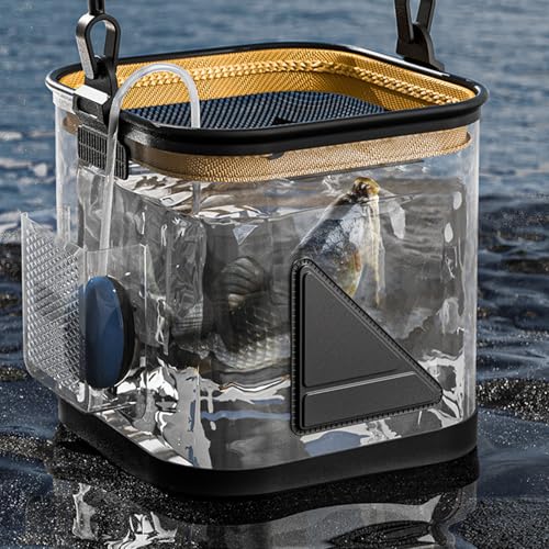 Fishing Bucket - Portable Transparent Fishing Basket, Durable Fish Storage Organizer, Water-Resistant Container | Crappie Saltwater Inshore Pike for Crappie Saltwater Inshore Pike