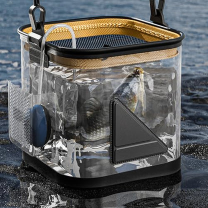 Fishing Bucket - Portable Transparent Fishing Basket, Durable Fish Storage Organizer, Water-Resistant Container | Crappie Saltwater Inshore Pike for Crappie Saltwater Inshore Pike