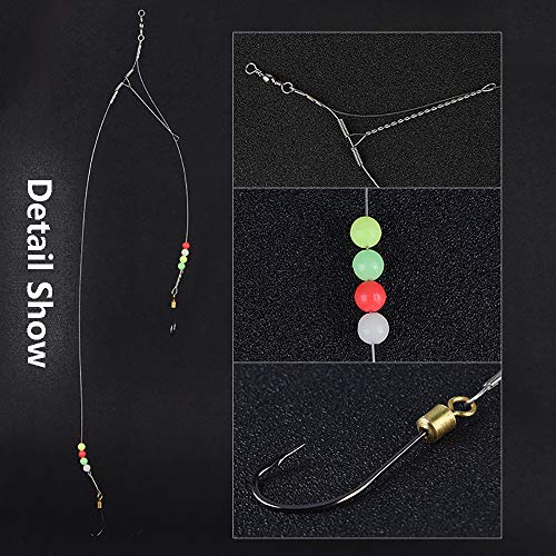 Dyxssm Fishing Hook Line Stainless Steel, Fishing Rigs Wire Leader with Rolling Swivel and Barb Hooks - size: 16#