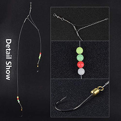 Dyxssm Fishing Hook Line Stainless Steel, Fishing Rigs Wire Leader with Rolling Swivel and Barb Hooks - size: 12#