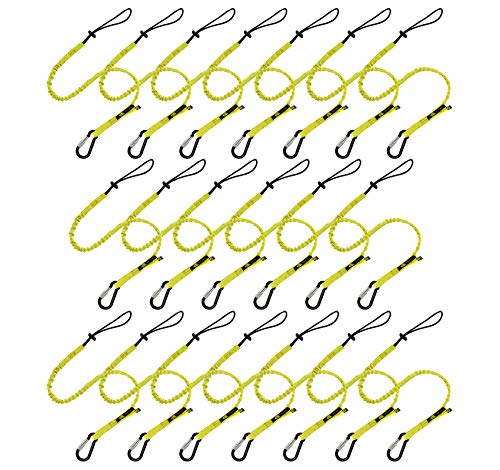 BearTOOLS Tool Lanyard with Buckle Strap – Clip Bungee Cord – Heavy Duty Screw Locking Connector – Fall Protection and Safety – Adjustable Loop End – Tough Tether – Construction - 09220YS (20 Pack) - size: 20-pack