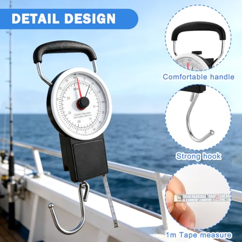 Fishing Scale,80lbs/35kg Fishing Gear with Built-in Measuring Tape,Fish Hook Remover Tool,Portable Hanging Fishings Weight Scale Luggage Scales with Hook,Fish Gifts for Men