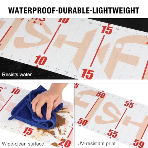 Booms Fishing 59" Fish Ruler: Foldable Fishing Ruler - Waterproof Fish Measuring Tape with Bump Board - Saltwater Fishing Measuring Tool for Angler, RL4 Red - color: Red with white