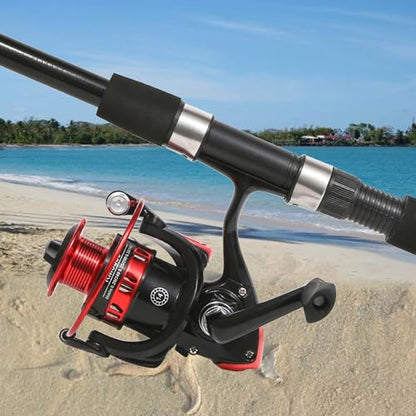 Tripquips Fishing Rod, 6.9ft 2Pcs Telescopic Fishing Rods Set, Carbon Fiber Fishing Pole, 2PCS Spinning Rod and Reel Combo with Carrier Bag Freshwater Fishing Rod and Reel Combos Kits Fishing Gear-Red