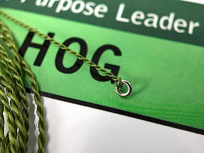 Big HOG Medium All-Purpose Fly Leader - Dries/Streamer/Nymph (Quality USA Made Moonlit Furled Leader) - size: 0-3wt