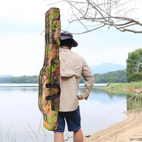Fishing Pole Bag, Fishing Rod Case, 59 Inch Waterproof Tackle Bag with 3 Compartments, Portable Rod for Outdoor, Travel