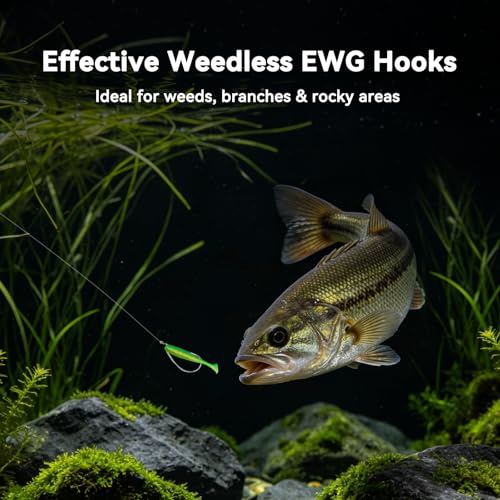 Ewg Hooks for Bass Fishing Hooks,Alloy High Carbon Steel Worm Hooks,Extra Wide Gap Offset Fish Hooks Texas Rig Fish Hooks for Bass Trout Freshwater Saltwater #6#4#2 1/0 2/0 4/0 5/0 - size: #4_25pcs
