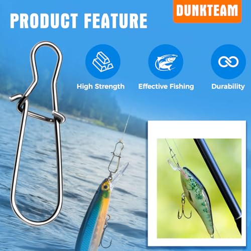 100PCS Size 0-8 Stainless Steel Duo Lock Snap Clip Swivel Lure Snaps Fishing Clips Swivels Fishing Tackle Kit Fishing Snaps Clip High Strength Fishing Gear Hooked Snap - size: #1-28lb-100PCS