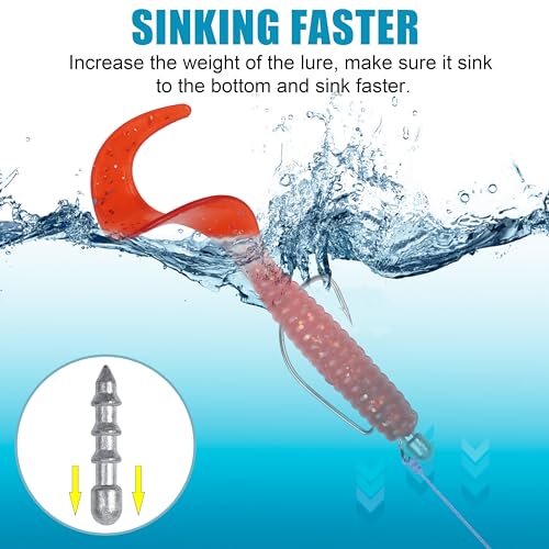 SILANON Fishing Nail Weights Kit,30pcs Wacky Worm Weights Insert Sinkers Fishing Weights Nail Sinker Weights for Soft Worm Lures Neko Rig Wacky Rig Bass Fishing - size: 30pcs-1/25oz