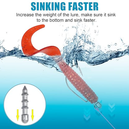 SILANON Fishing Nail Weights Kit,30pcs Wacky Worm Weights Insert Sinkers Fishing Weights Nail Sinker Weights for Soft Worm Lures Neko Rig Wacky Rig Bass Fishing - size: 30pcs-1/8oz