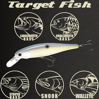 LUCKY CRAFT Pointer 100SP, Jerkbait Side by Side Action Tournament Winning Perfect Wobbling Freshwater Lake Bass Fishing Champion Bait - color: 172 Sexy Chartreuse Shad
