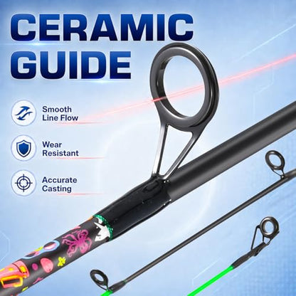 SOUGA Fishing Rod, Liberty Kaleido Carbon Spinning & Casting Rod, 2 Piece Medium Action Bass Trout Rod with SIC Ceramic Guides, EVA Grip, Reel Seat, Hook Keeper, 5.6 & 6ft, 4-14lb Line - size: 5.5 Feet