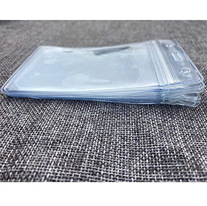 6Pcs Horizontal Badge Holders Sealable Waterproof Clear Plastic Name Tag ID Card Holder (6)