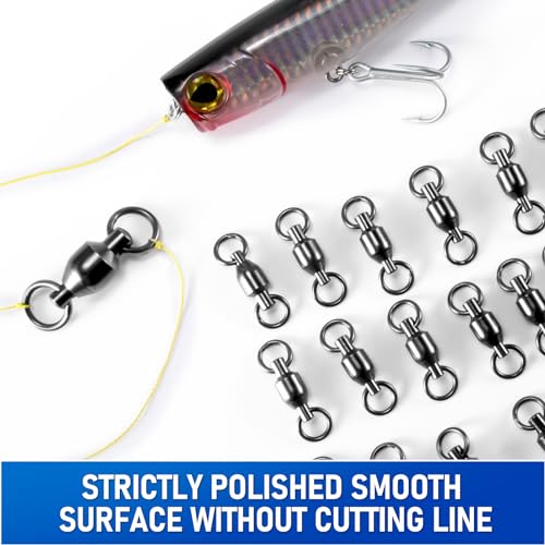 Alwonder 30-Pack Fishing Swivels Ball Bearing Swivels Fishing Tackle, High Strength Stainless Steel Solid Welded Rings Barrel Swivel Hook Line Connector with Black Nickel Coating Saltwater Freshwater - size: #4-200LB