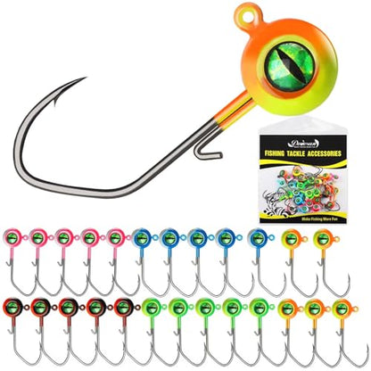 Dovesun Crappie Jig Heads for Fishing Underspin Jig Heads for Crappie Walleye Bluegill Ice Fishing 20pcs/25pcs 1/32oz, 1/16oz, 1/8oz - color: 1/16oz*25pcs