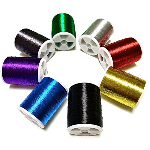 (8pcs*240yd) Kalavarma Rod Wrapping Thread for Fishing Rod Wrapping Thread Rod Building Repair - style: Metallic klm011