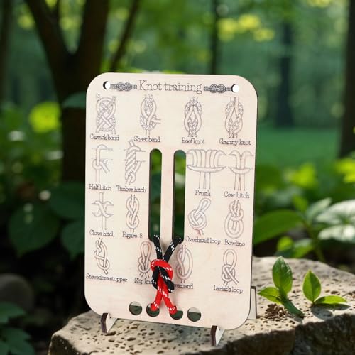 Learn Knot Training Board Knot Tying kit Learn to Tie Knot Training Board 16 Knotting Methods for Beginners Knot Tying Book Adults Beginner for Outdoor Survival Camping Climbing Practice