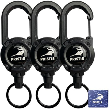 Pristis Heavy Duty Zinger Retractors, Saltwater Resistant 28" Stainless Steel Wire Retractable Badge Holder, Keychain Lanyard