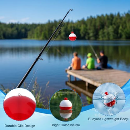 Coopay Fishing Bobbers 30Pcs-50Pcs/Lot Hard ABS Fishing Floats Set Snap on Float Red/White Bobbers Push Button Round Buoy Tackle Accessories - style: 1inch-50pcs